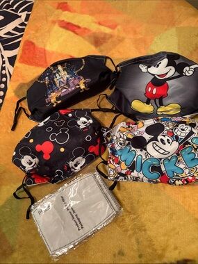 Kids Mickey Mouse Face Mask - Black/Multicolor Design
